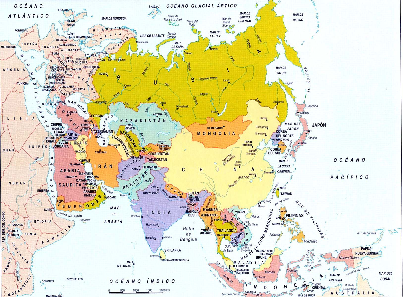 Resultado de imagen de asia mapa politico
