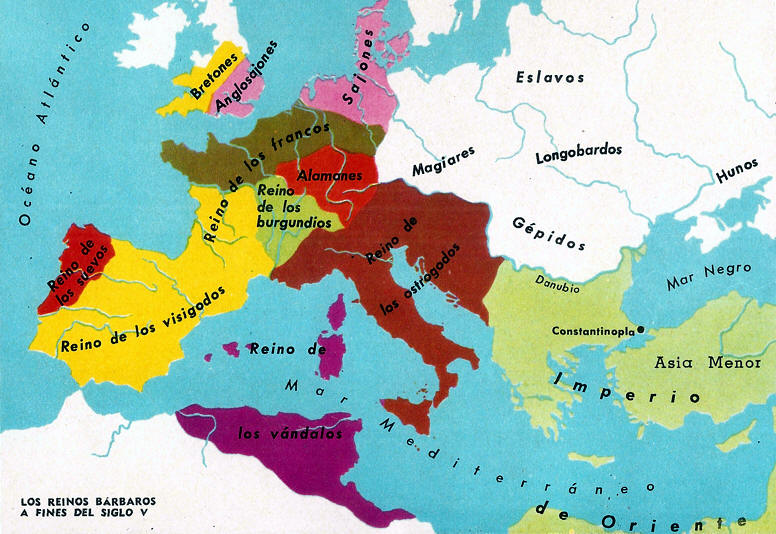 Resultado de imagen para mapa de los pueblos bárbaros