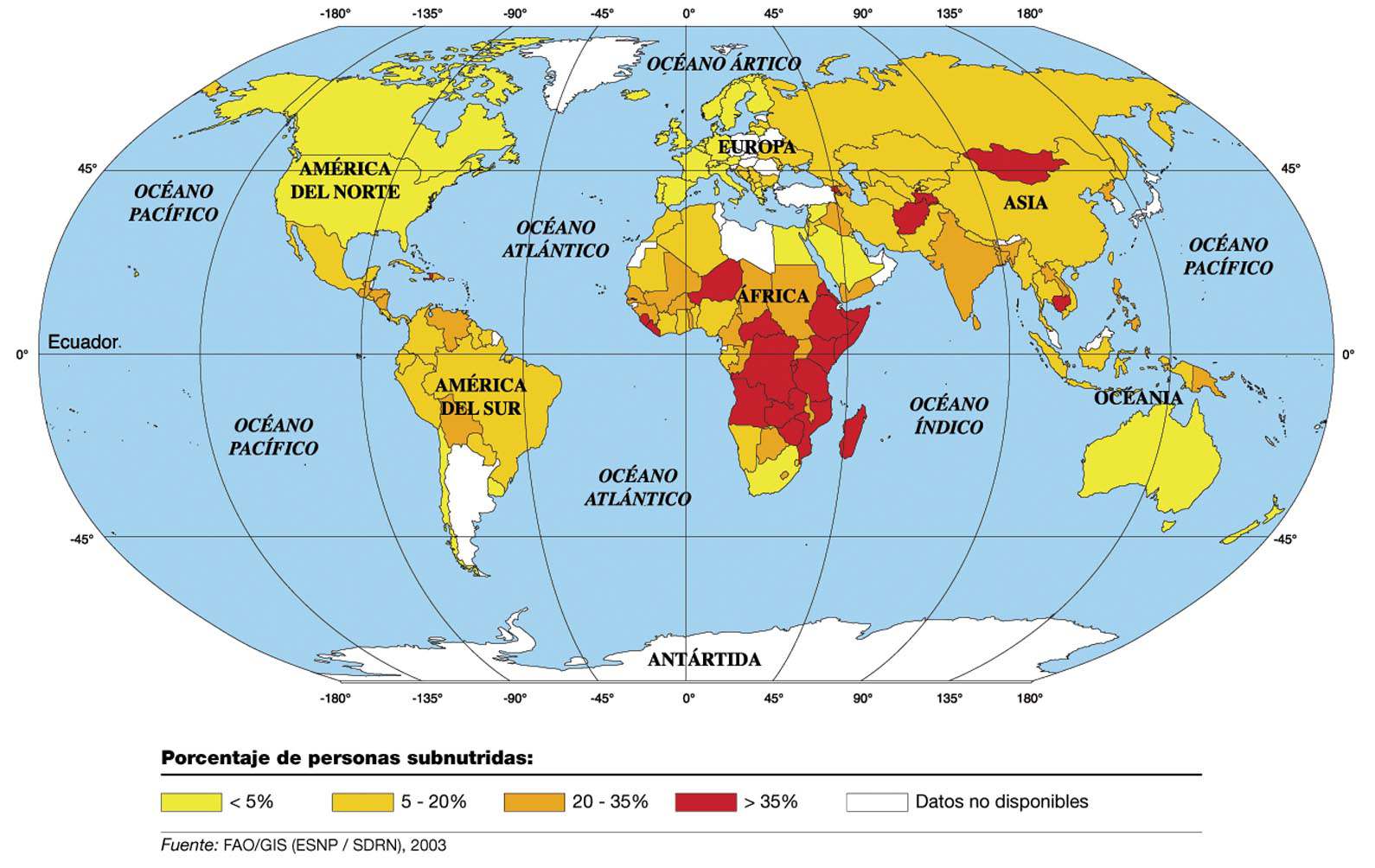 mapa del hambre mundial