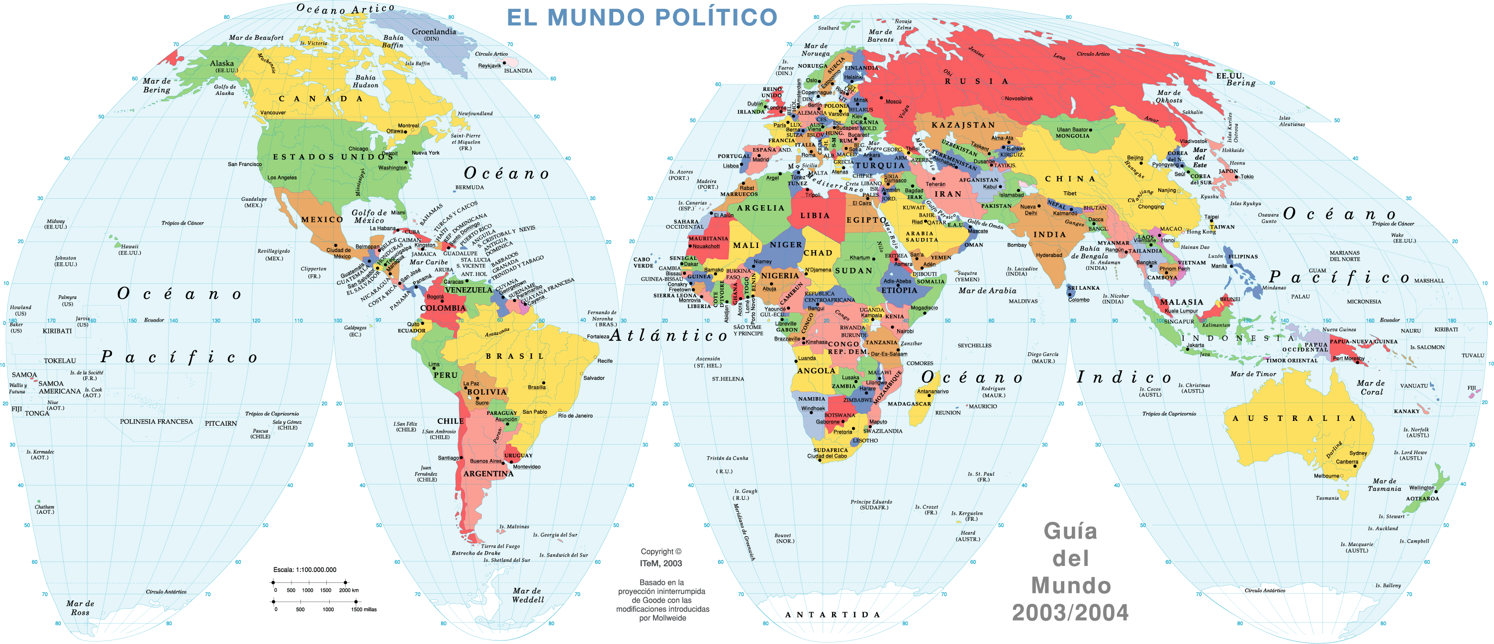 Planisferio Mapa Del Mundo Mapamundi Mapa Politico Del Mundo Paises Biografias E Historia Universal Argentina Y De La Ciencia