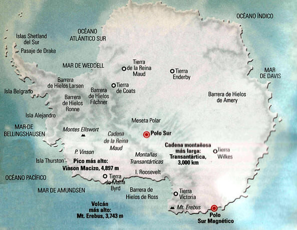mapa de la antártida