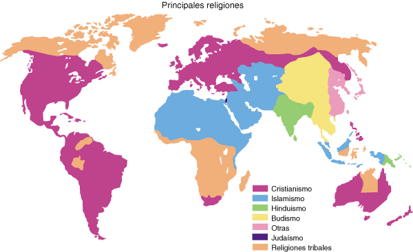 mapa de religiones del mundo