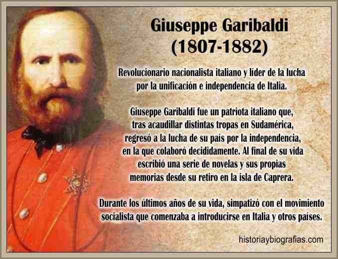 Biografía de Giussepe Garibaldi Los Mil Camisas Rojas en Italia