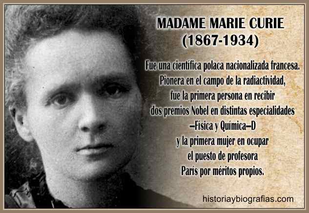 Biografia Marie Curie-Historia de sus Investigaciones y Aportes ...