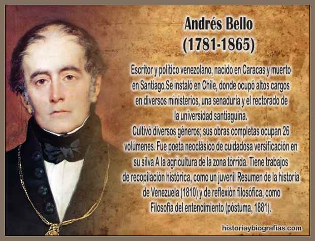 Biografia de Bello Andrés:Resumen Sus Obras Mas Importantes