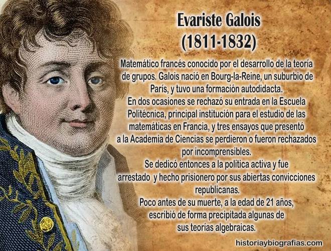 Biografia de Galois Evariste, matematico frances
