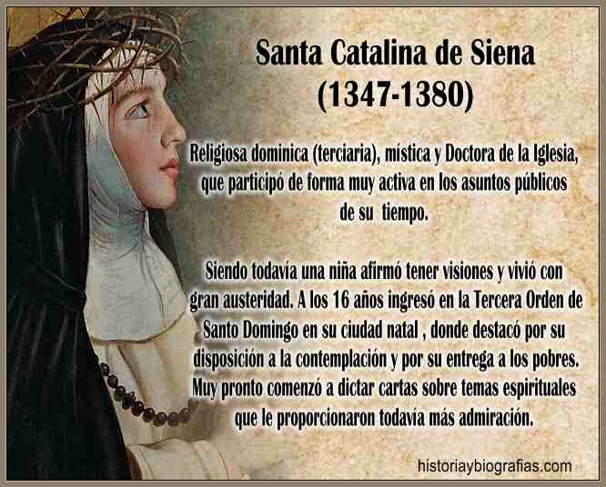 Biografía de Santa Catalina de Siena:Historia de su Vida y Hechos