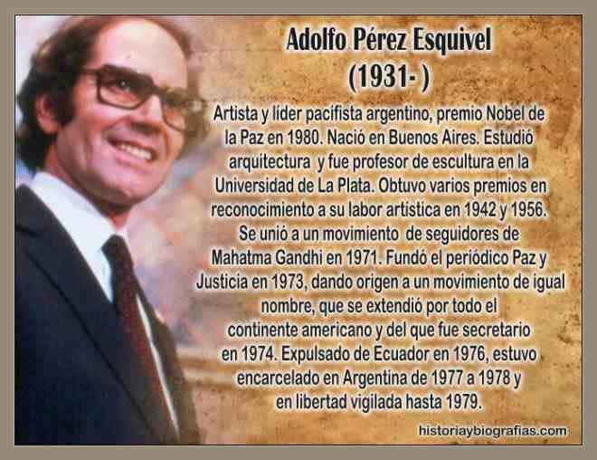 Biografía de Perez Esquivel Argentino Premio Nobel de la Paz
