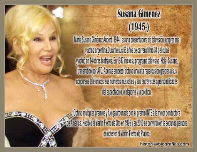 Biografia Susana Gimenez,Conductora de la Television Argentina