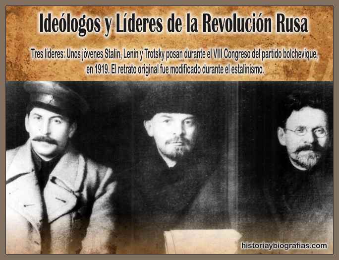 Lideres de la revolucion rusa de 1917:Stalin,Lenin y Trotsky