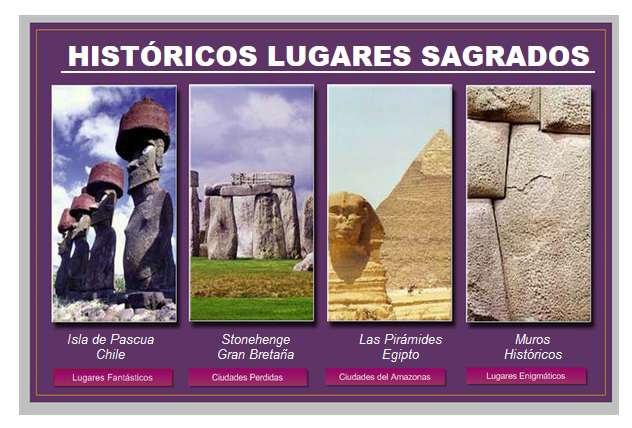 lugares sagrados del mundo: isla de Pascua,Stonehenge,Piramides de Egipto