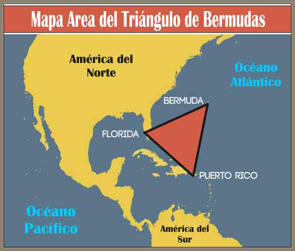mapa del trinagulo de bermudas: area 