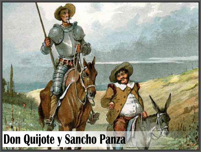 don quijote y sancho panza cabalgando