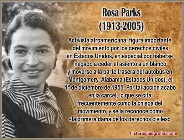 Biografia de Rosa Parks y Su Lucha En Defensa de los Derechos Civiles Negros