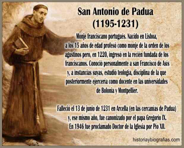 San Antonio de Padua:Breve Biografia y Obra del Santo de los Pobres