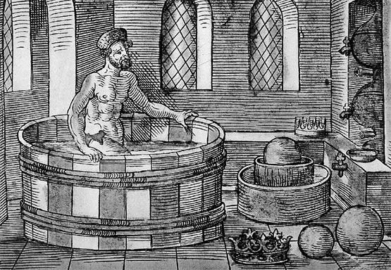 arquimedes en la bañera