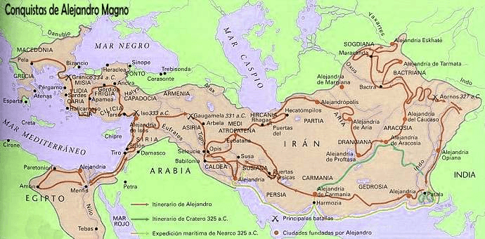 mapa conquista de alejandro magno